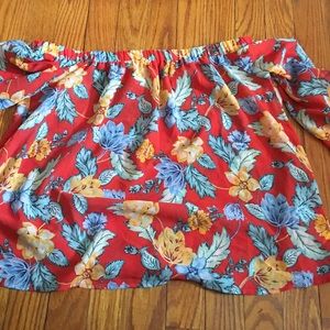 Red Orange floral blouse
